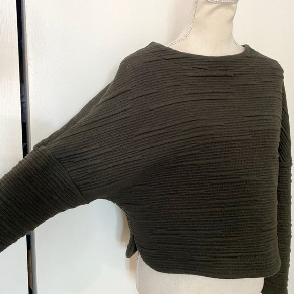 COKLUCH CHARCOAL GREY / WASHED BLACK TEXTURED CROPPED BOXY SWEATSHIRT - XS - Picture 5 of 9